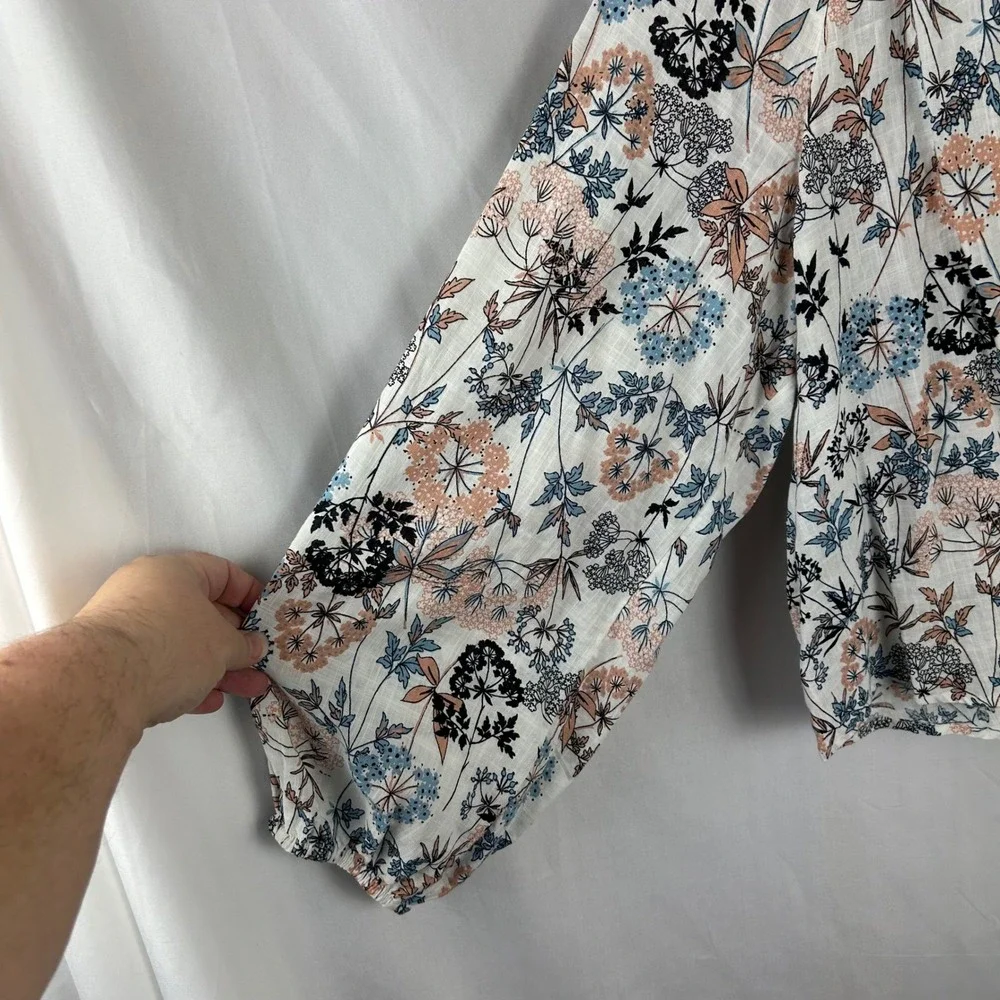 ANA A New‎ Approach Womens Plus Size 0X Floral Print Long Sleeve Blouse Top Boho - Picture 5 of 8
